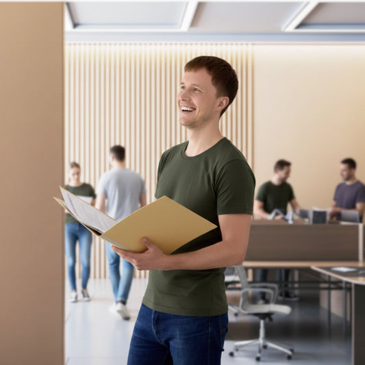 Shorttall® Plain Round Neck Cotton Tee – Military Green