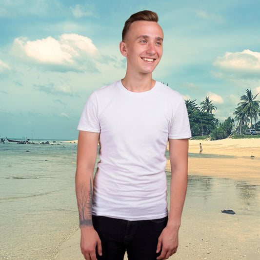 Shorttall® Plain Round Neck Cotton Tee – White