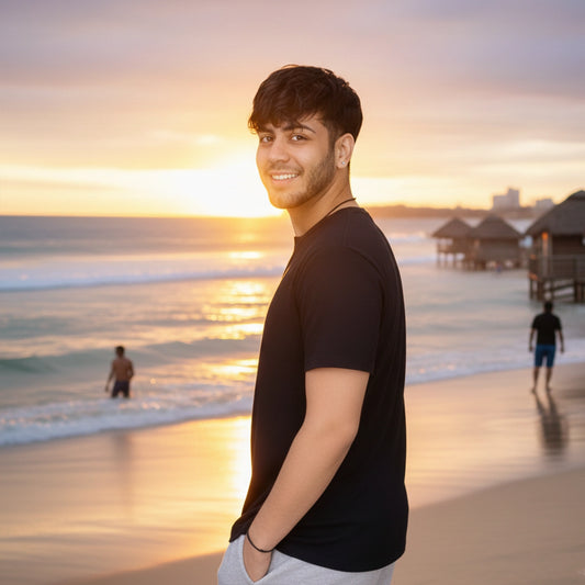 Shorttall® Plain Round Neck Cotton Tee – Black