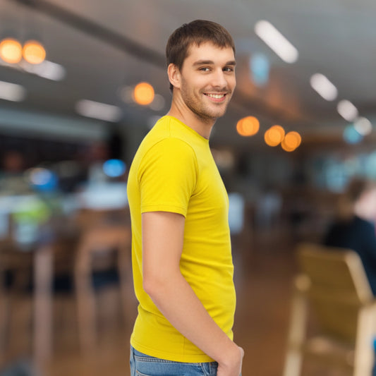 Shorttall® Plain Round Neck Cotton Tee – Yellow