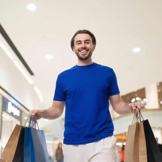 Shorttall® Plain Round Neck Cotton Tee – Royal Blue