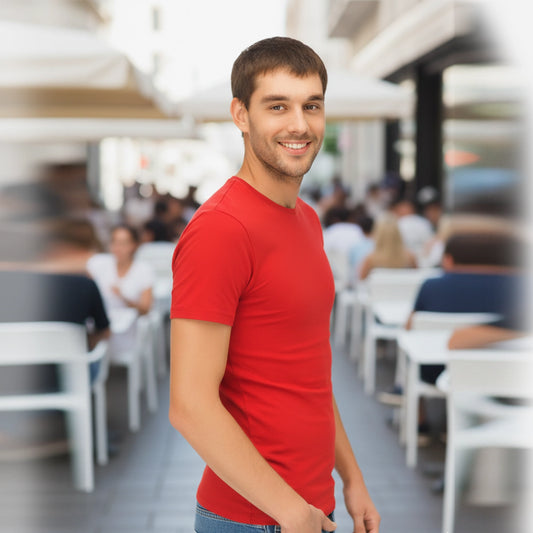Shorttall® Plain Round Neck Cotton Tee – Red