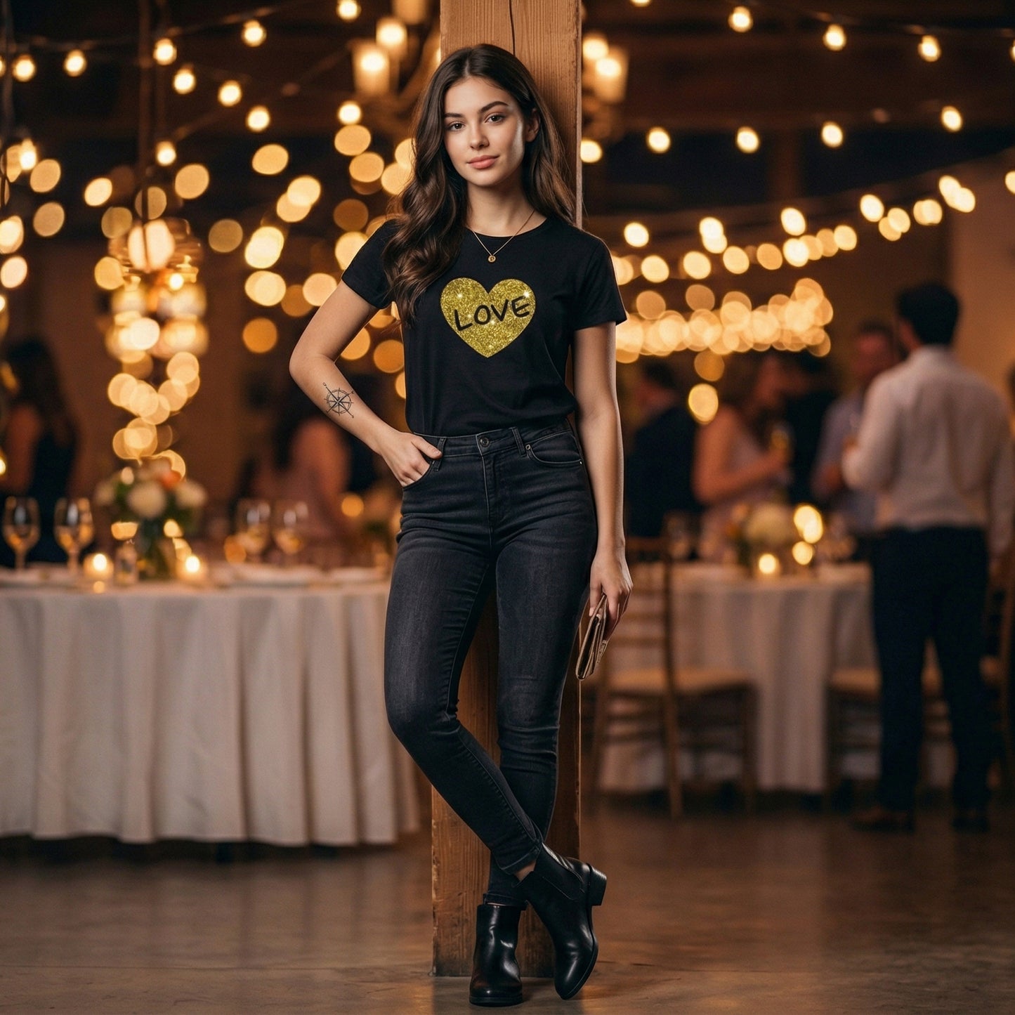 ShortTall® – Premium Women’s T-Shirt | “Golden Love” Sparkle Edition