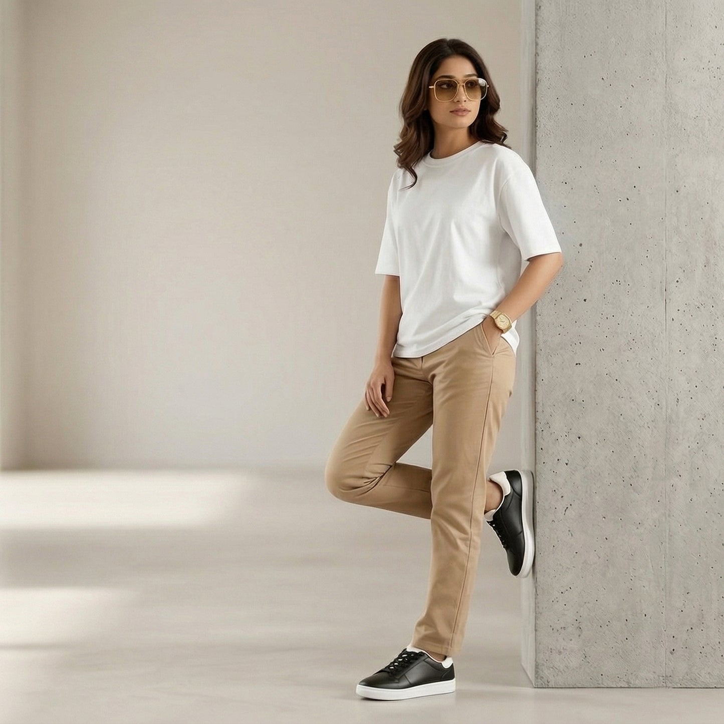 ShortTall® Oversized Round Neck Women's T-Shirt - White