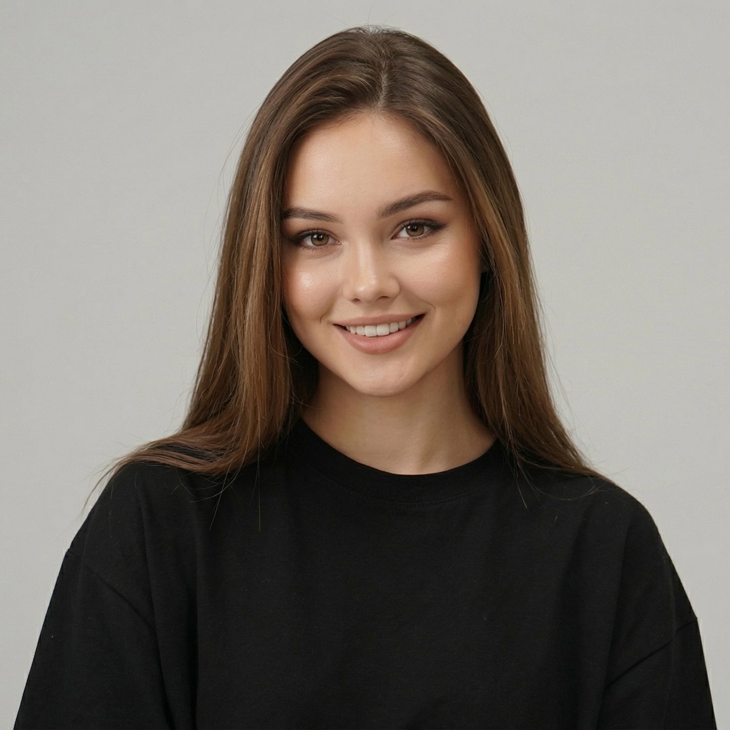 ShortTall® Oversized Round Neck Women's T-Shirt - Black