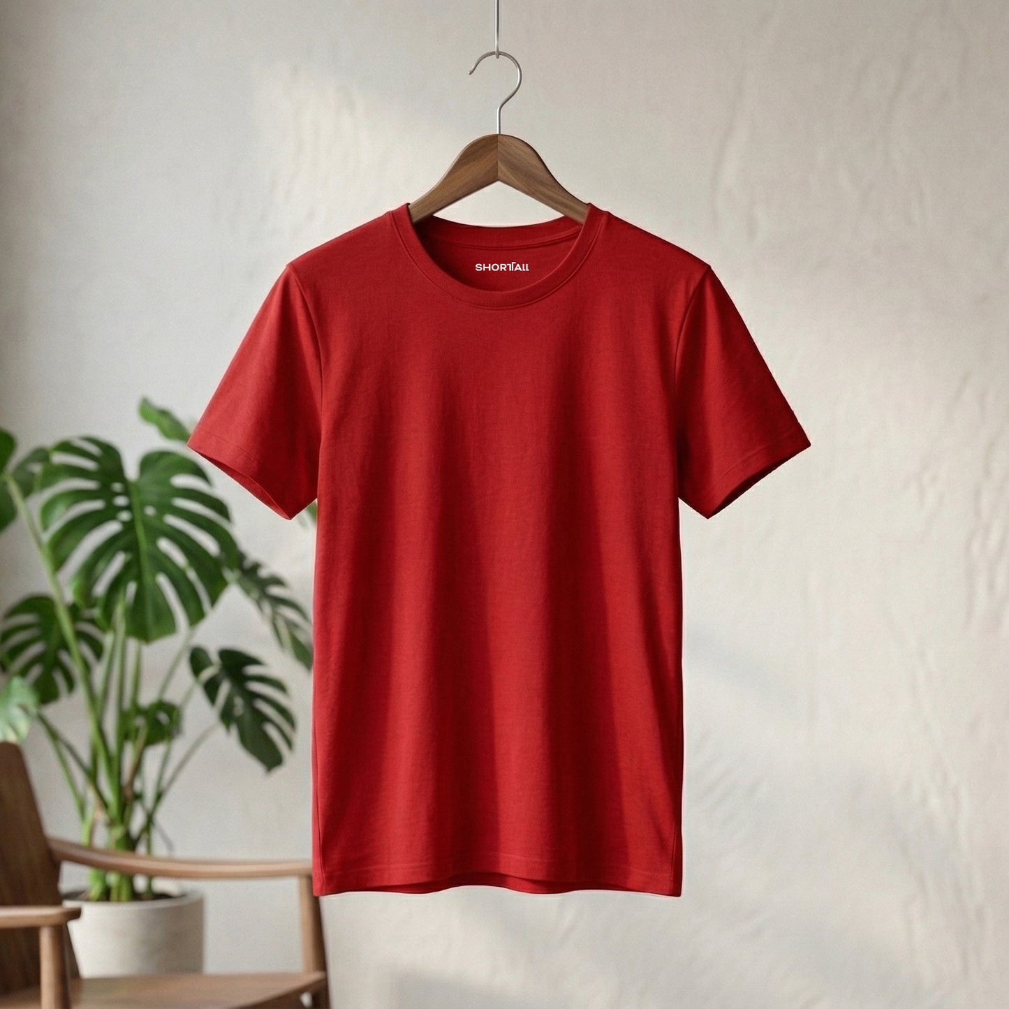 Shorttall® Plain Round Neck Cotton Women's Tee – Red