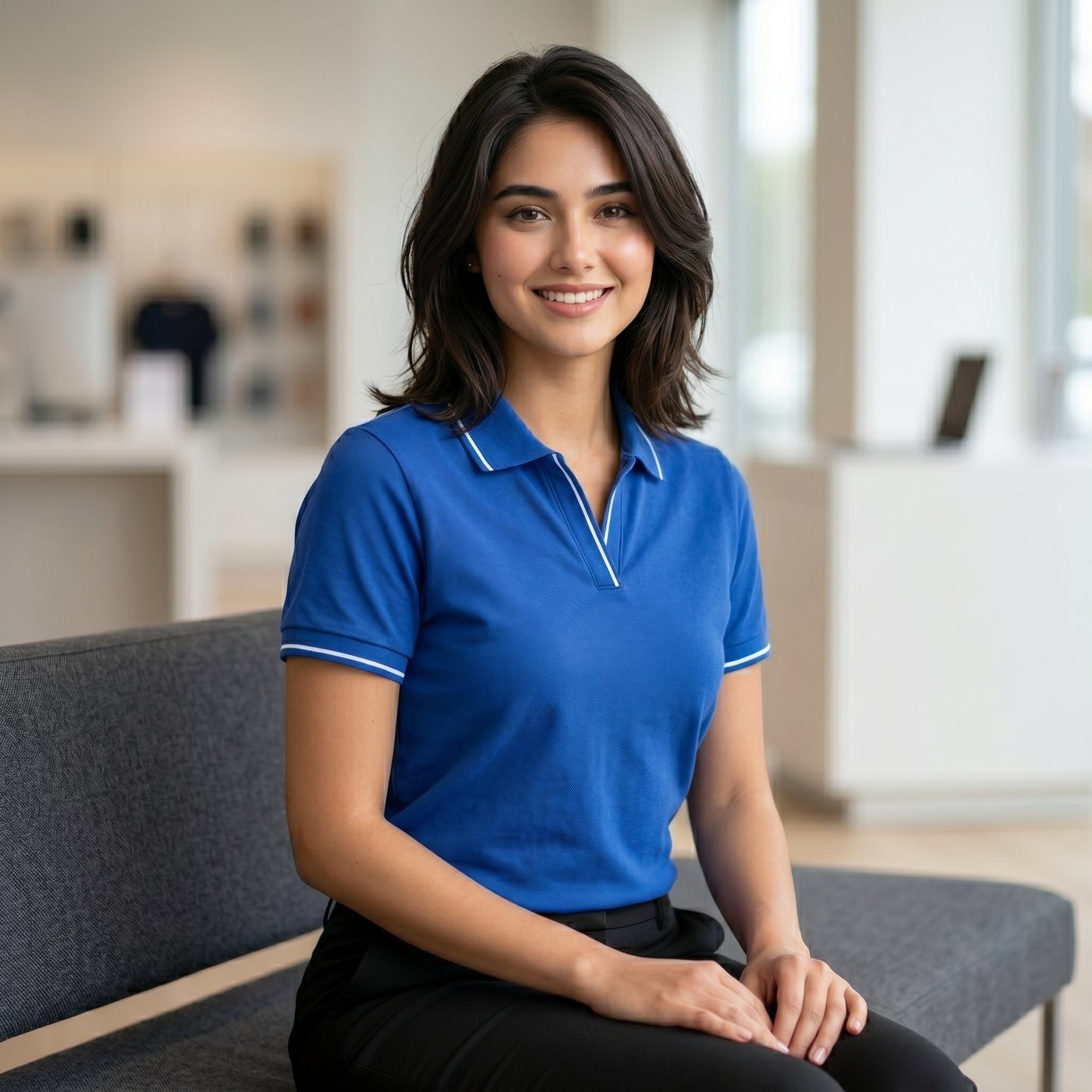 ShortTall® – Premium Women's Polo T-Shirt | Royal Blue with White Tip