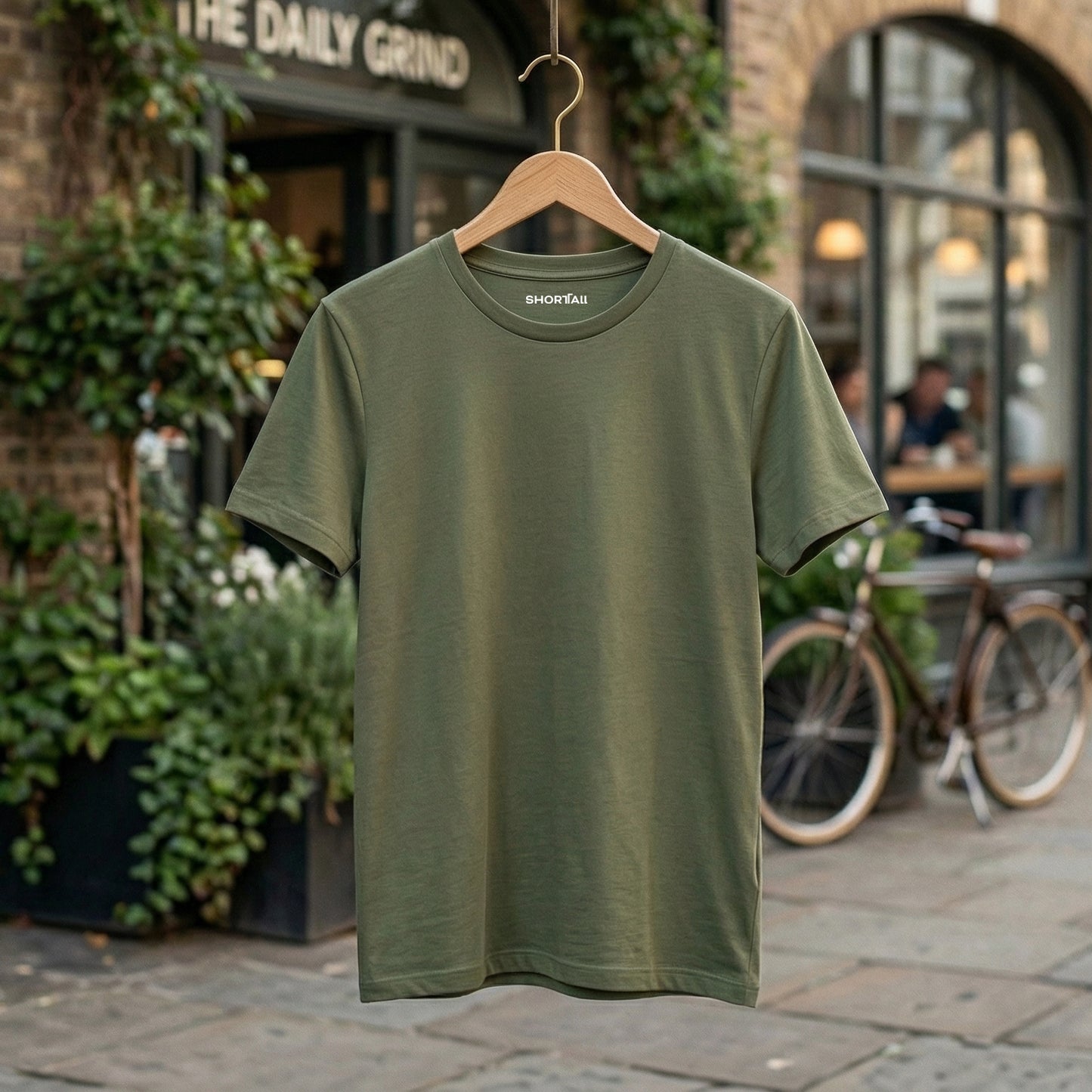 Shorttall® Plain Round Neck Cotton Women's Tee – Military Green