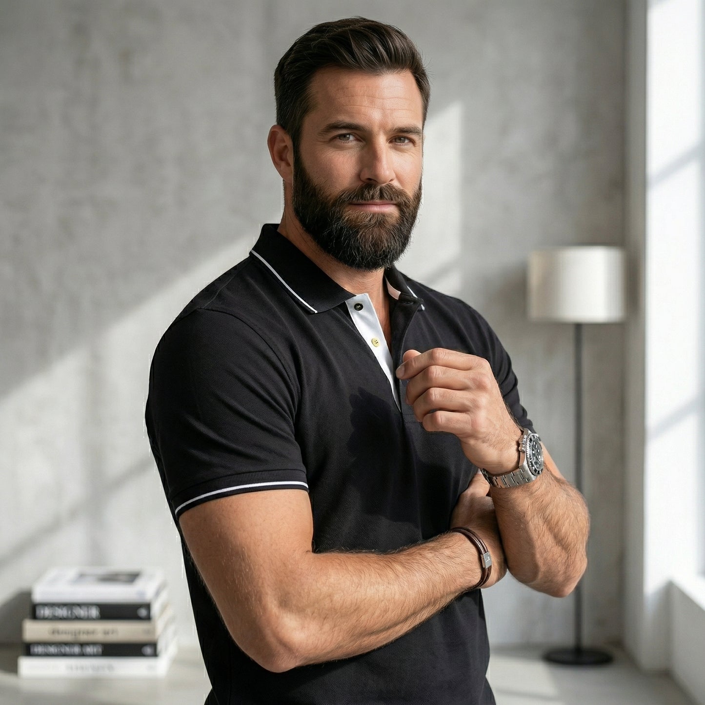 ShortTall® – Premium Polo T-Shirt | Black with White Tip