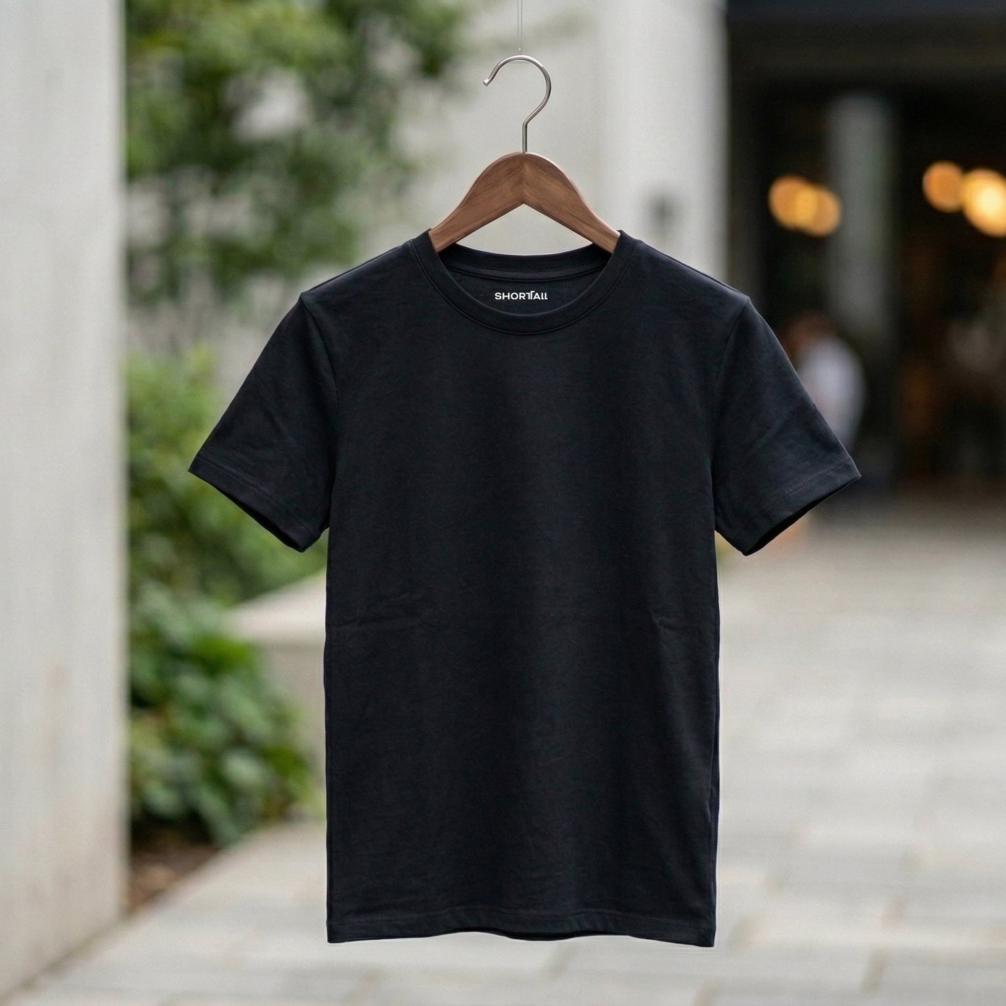 Shorttall® Plain Round Neck Cotton Women's Tee – Black