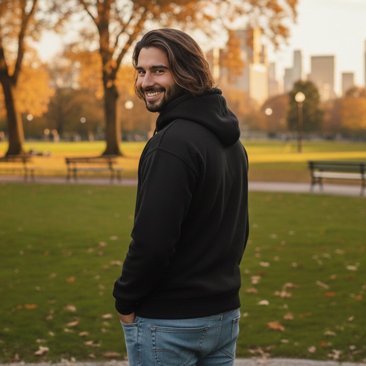 Men Zip-up Hoodie - Black