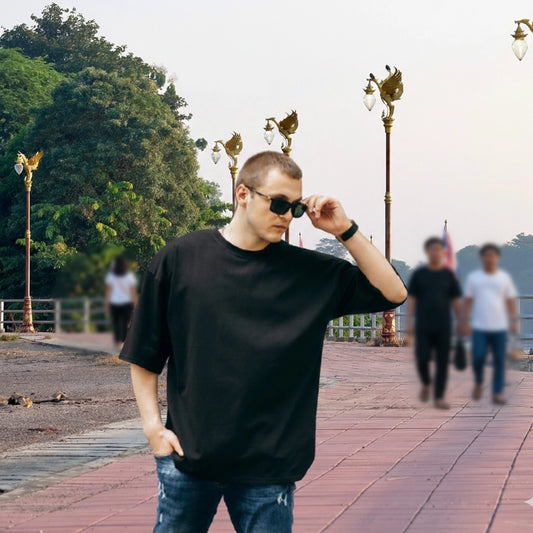 ShortTall® Oversized Round Neck T-Shirt - Black