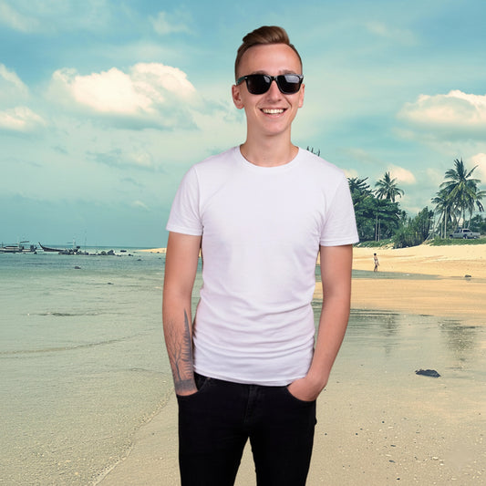 Shorttall® Plain Round Neck Cotton Tee – White