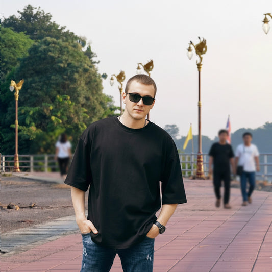 ShortTall® Oversized Round Neck T-Shirt - Black