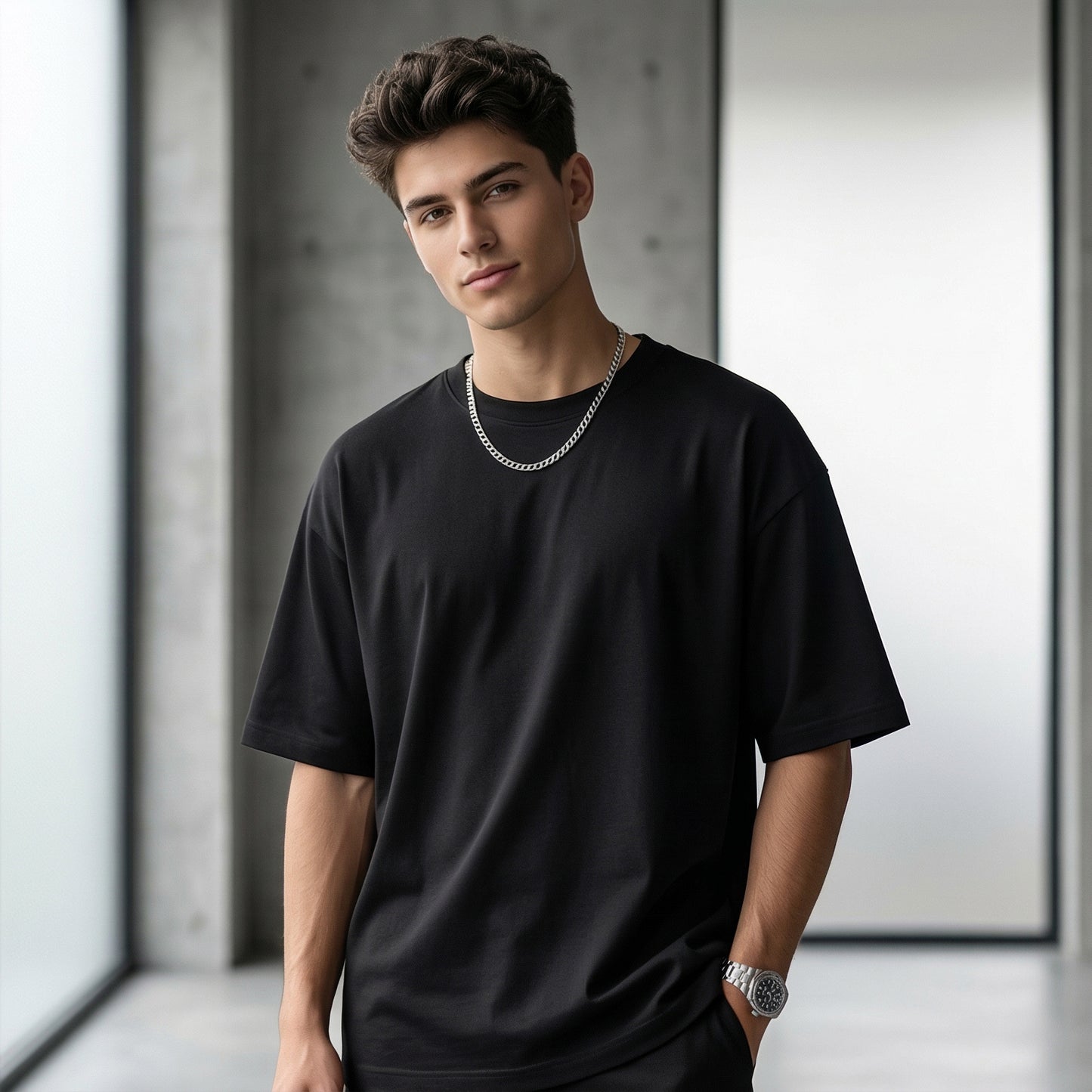 ShortTall® Oversized Round Neck T-Shirt - Black