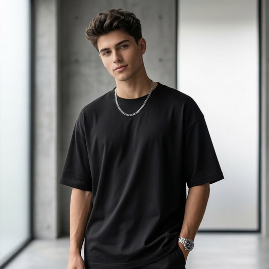 ShortTall® Oversized Round Neck T-Shirt - Black