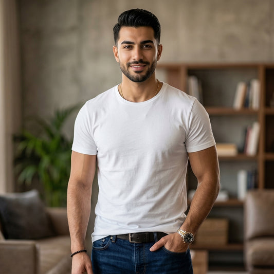 Shorttall® Plain Round Neck Cotton Tee – White