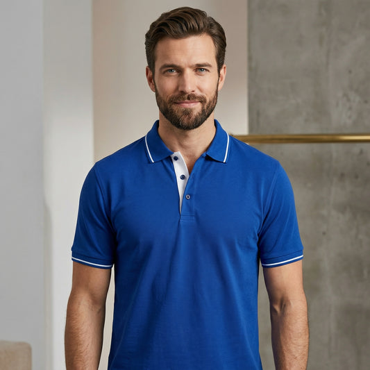 ShortTall® – Premium Polo T-Shirt | Royal Blue with White Tip