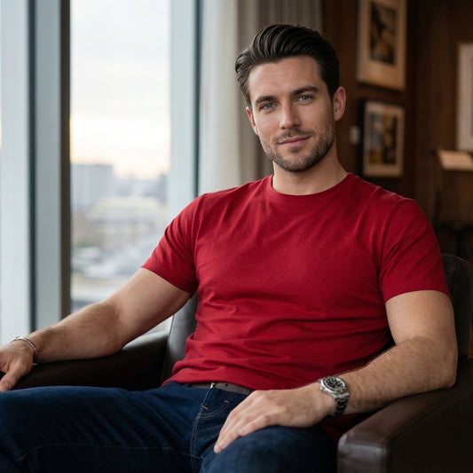 Shorttall® Plain Round Neck Cotton Tee – Red