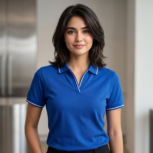 ShortTall® – Premium Women's Polo T-Shirt | Royal Blue with White Tip