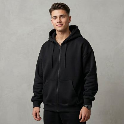 Men Zip-up Hoodie - Black