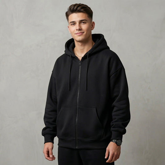 Men Zip-up Hoodie - Black