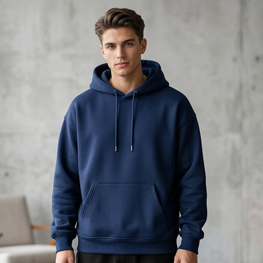 Men Pullover Hoodie (No-Zip) - Navy Blue