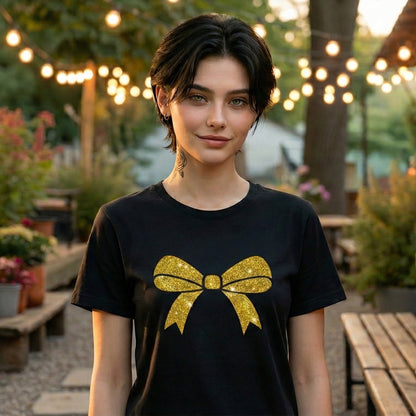 ShortTall® – Premium Women’s T-Shirt | “Golden Bow” Sparkle Edition