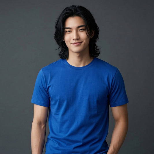 Shorttall® Plain Round Neck Cotton Tee – Royal Blue