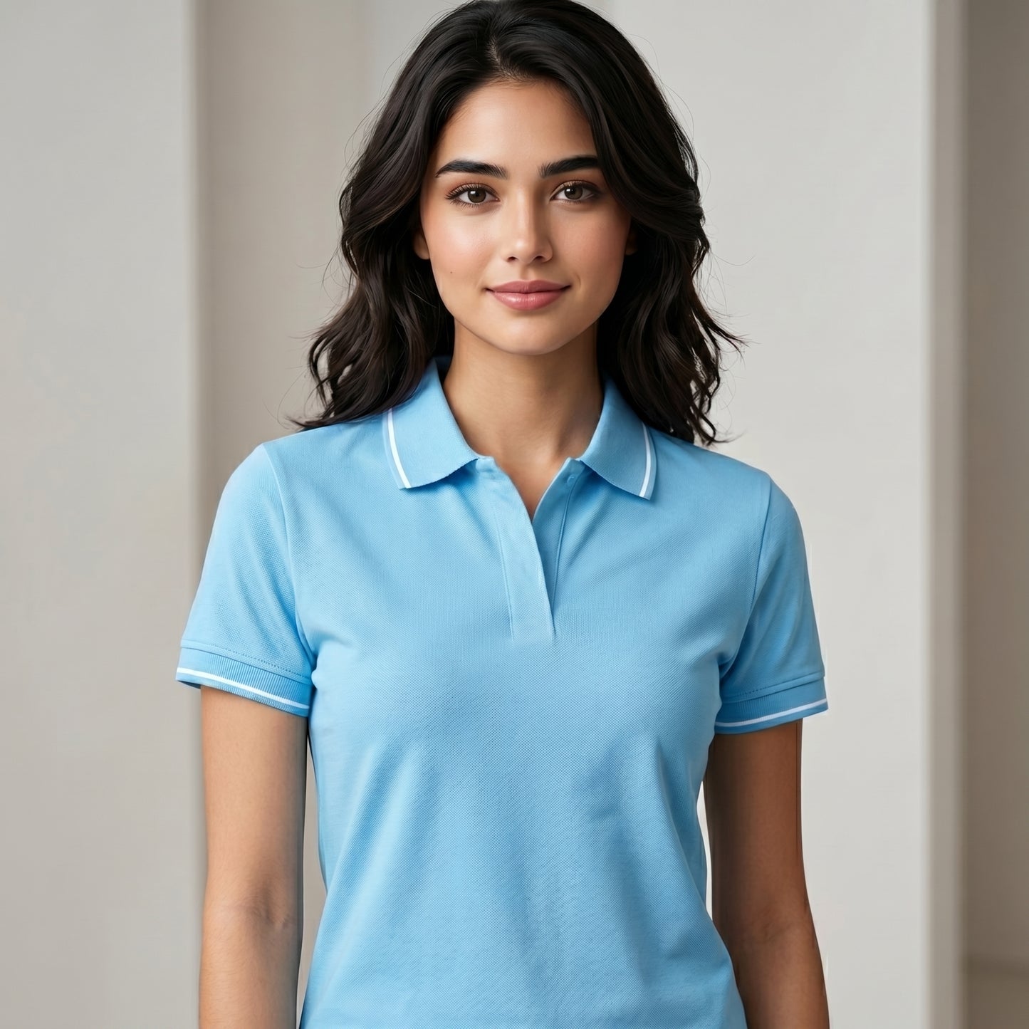 ShortTall® – Premium Women's Polo T-Shirt | Electric Blue with White Tip