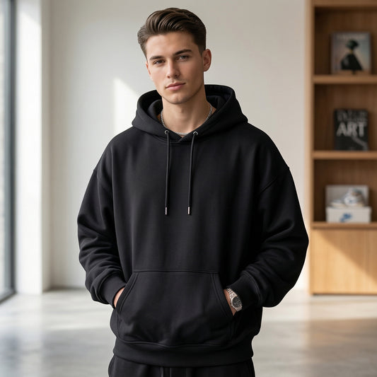 Men Pullover Hoodie (No-Zip) - Black