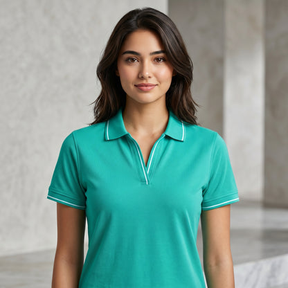 ShortTall® – Premium Women's Polo T-Shirt | Electric Green with White Tip