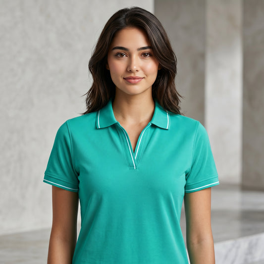 ShortTall® – Premium Women's Polo T-Shirt | Electric Green with White Tip