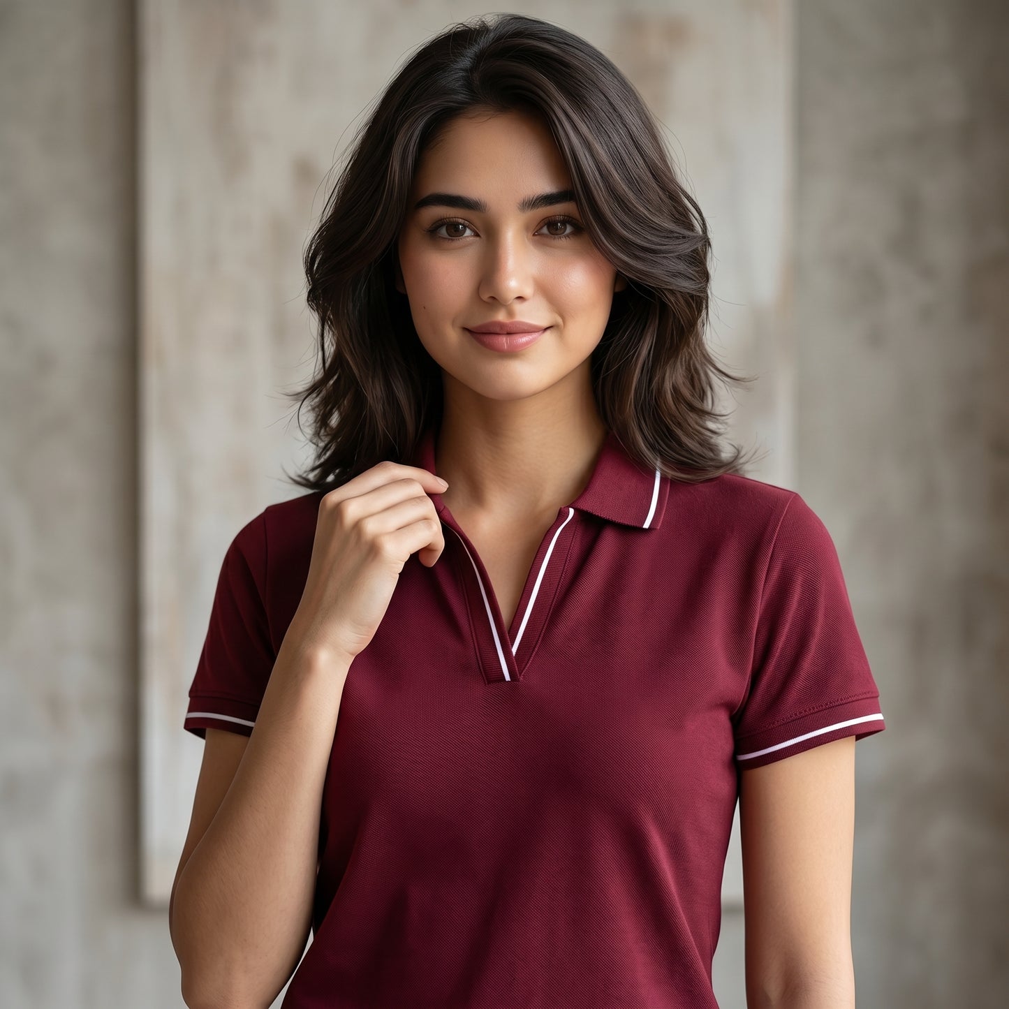 ShortTall® – Premium Women's Polo T-Shirt | Brown with White Tip