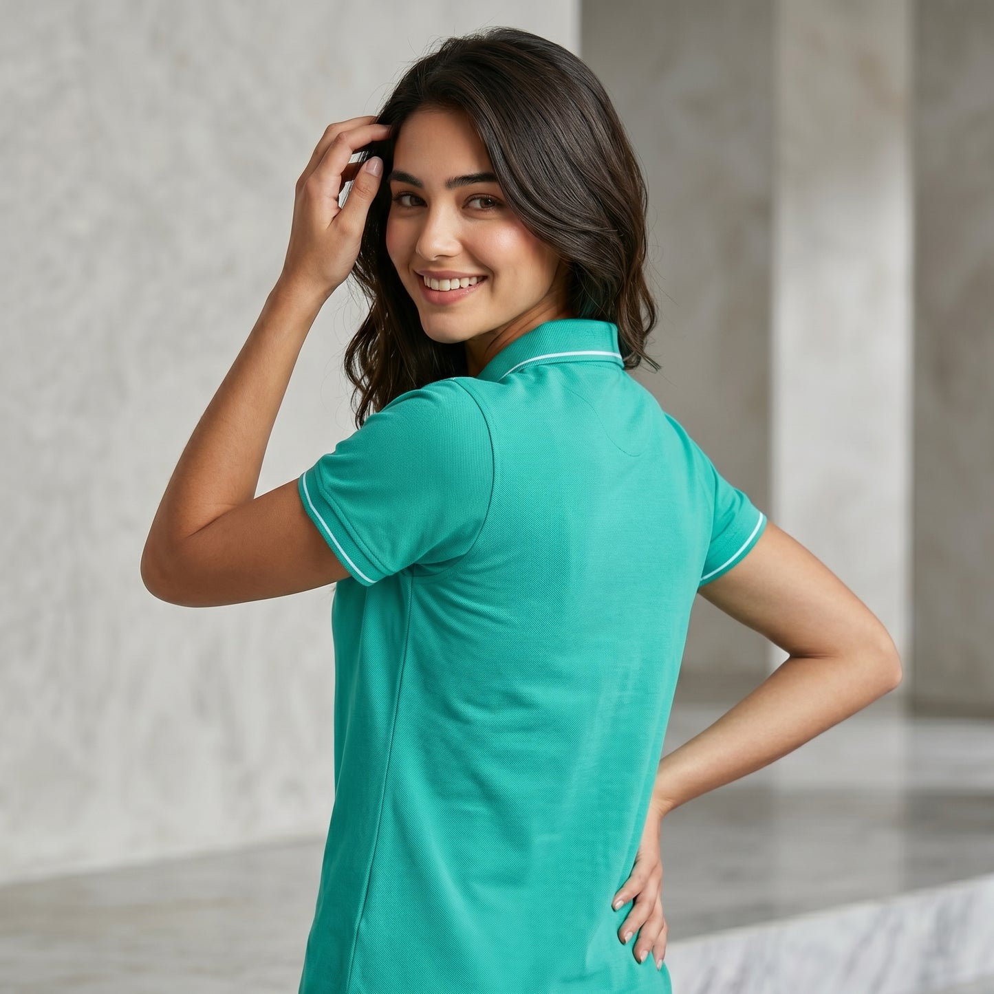 ShortTall® – Premium Women's Polo T-Shirt | Electric Green with White Tip