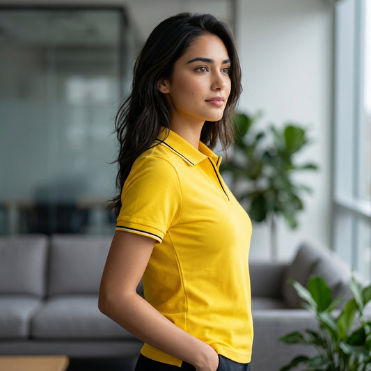 ShortTall® – Premium Women's Polo T-Shirt | Yellow with Black Tip