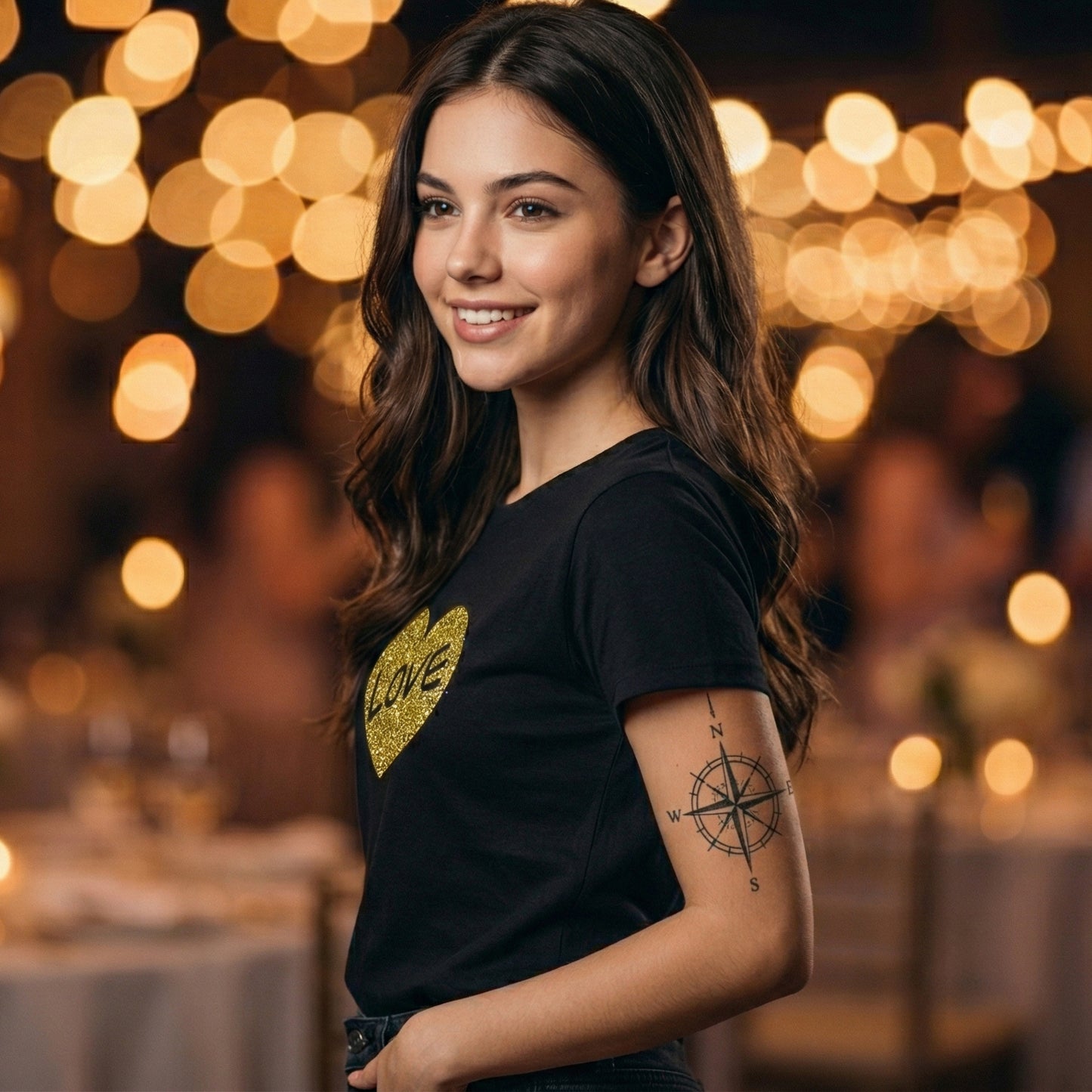 ShortTall® – Premium Women’s T-Shirt | “Golden Love” Sparkle Edition