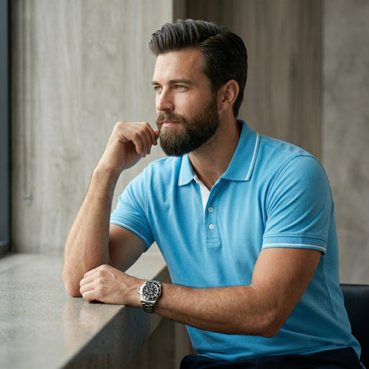 ShortTall® – Premium Polo T-Shirt | Electric Blue with White Tip