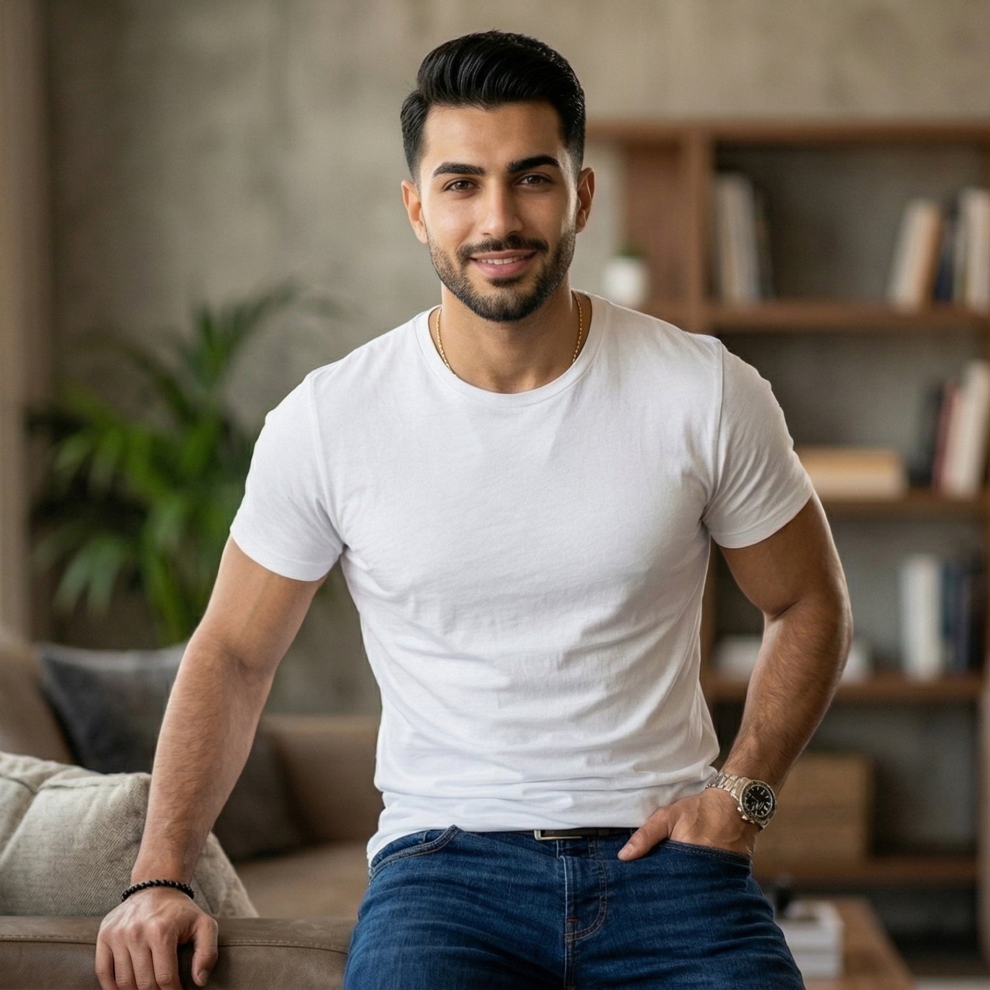 Shorttall® Plain Round Neck Cotton Tee – White