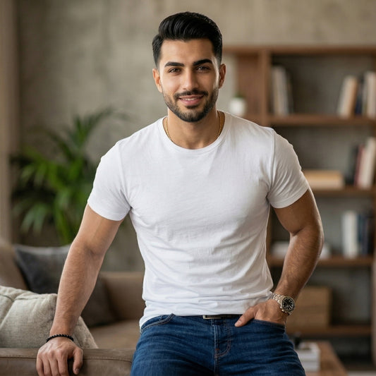 Shorttall® Plain Round Neck Cotton Tee – White