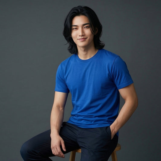 Shorttall® Plain Round Neck Cotton Tee – Royal Blue