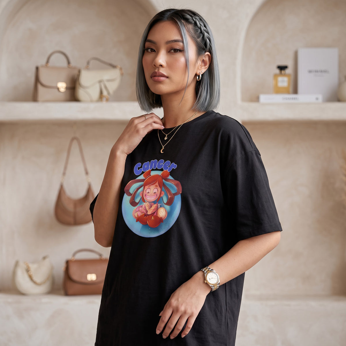 ShortTall® – Oversized Graphic T-Shirt | Cancer Zodiac