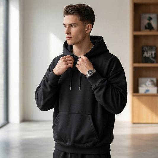Men Pullover Hoodie (No-Zip) - Black