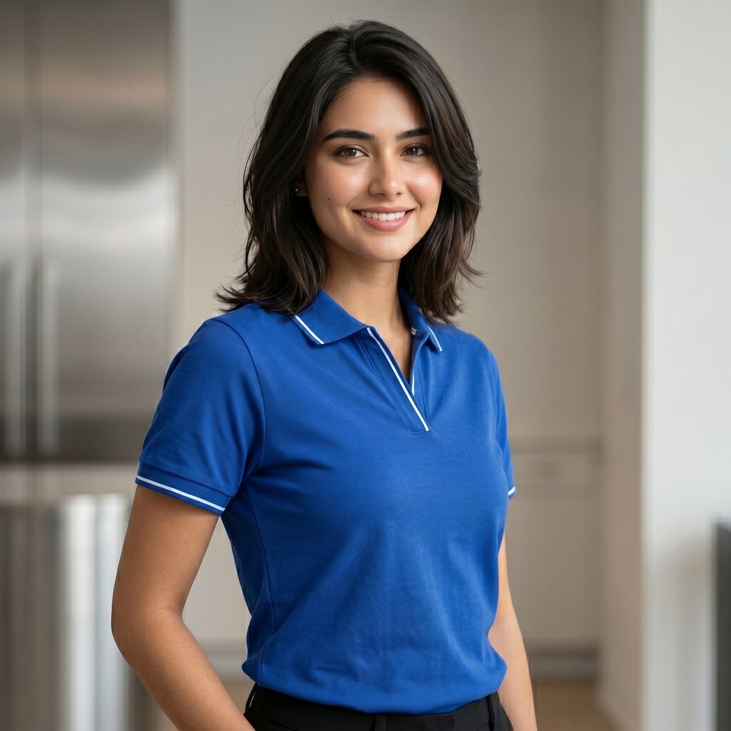 ShortTall® – Premium Women's Polo T-Shirt | Royal Blue with White Tip