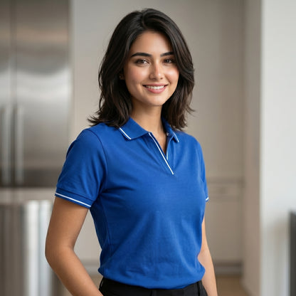 ShortTall® – Premium Women's Polo T-Shirt | Royal Blue with White Tip