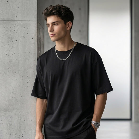 ShortTall® Oversized Round Neck T-Shirt - Black
