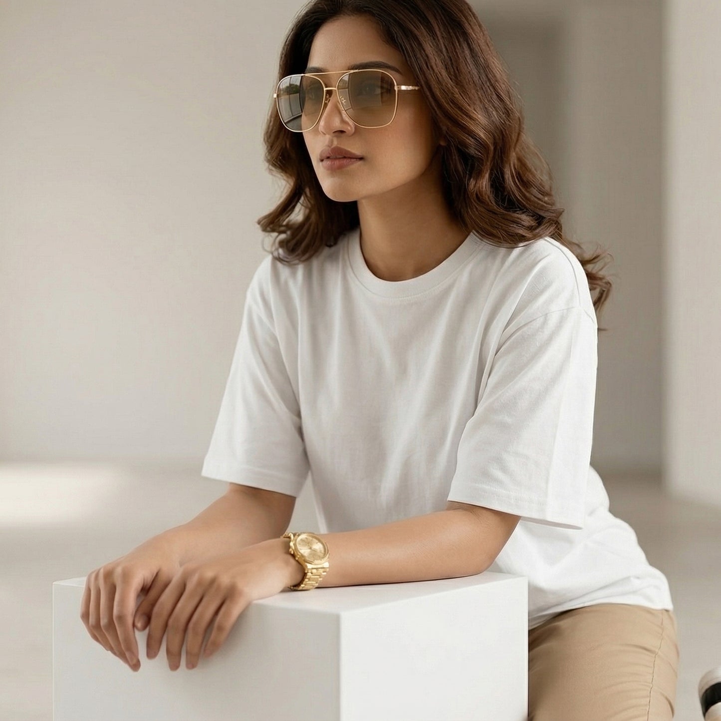 ShortTall® Oversized Round Neck Women's T-Shirt - White