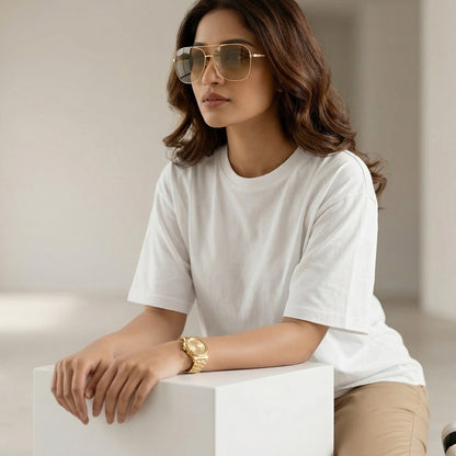 ShortTall® Oversized Round Neck Women's T-Shirt - White