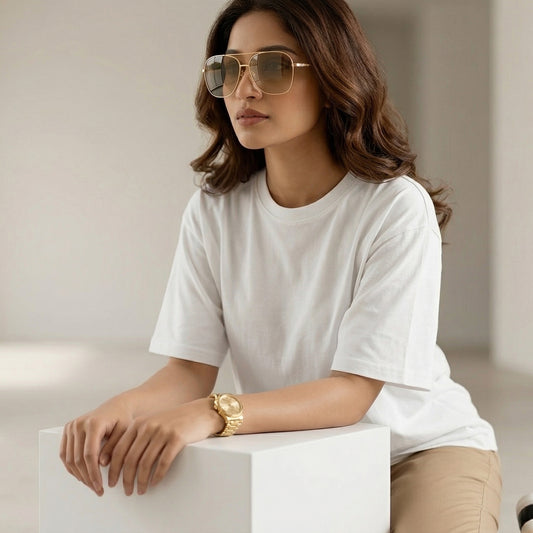 ShortTall® Oversized Round Neck Women's T-Shirt - White