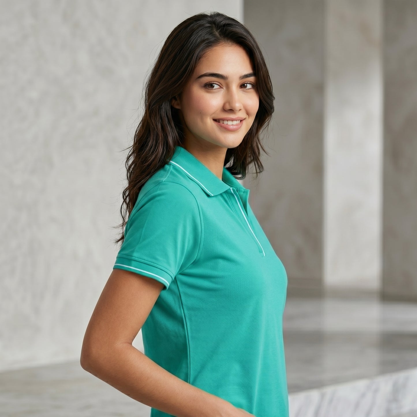 ShortTall® – Premium Women's Polo T-Shirt | Electric Green with White Tip